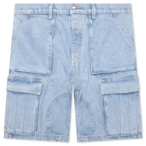 Denim Logo Cargo Shorts - Light Wash