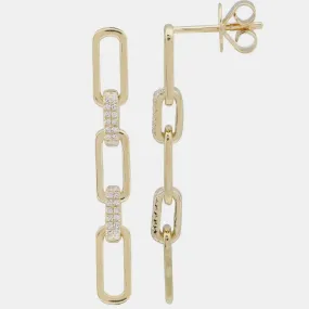 Diamond Paperclip Chain Earrings