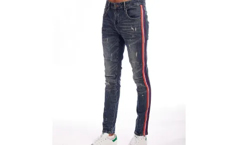 Distressed Prpl Stripe Denim (Dk Indigo) /C1