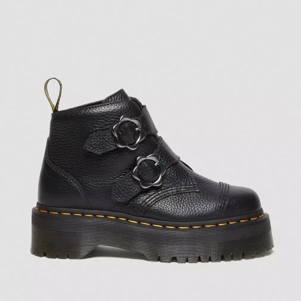 Dr. Martens Women's Devon Quad Flower Buckle - Black Milled Nappa