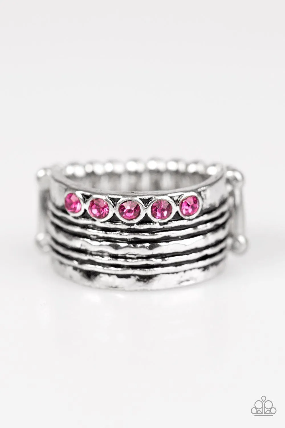 Drink It In Silver and Pink Gem Ring - Paparazzi Accessories