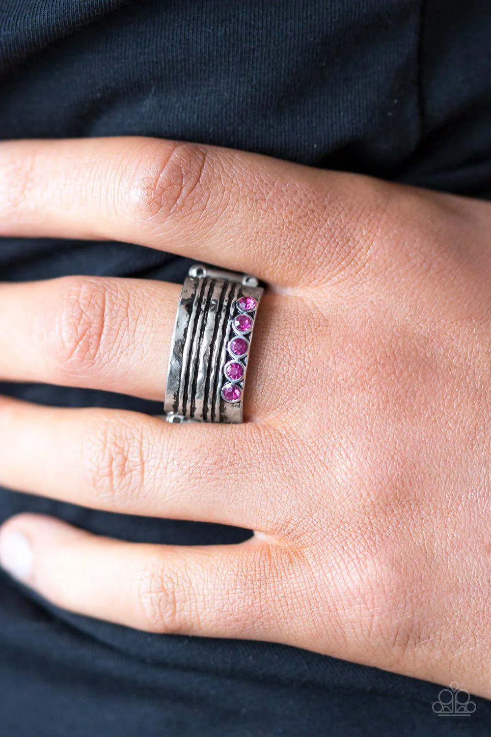 Drink It In Silver and Pink Gem Ring - Paparazzi Accessories