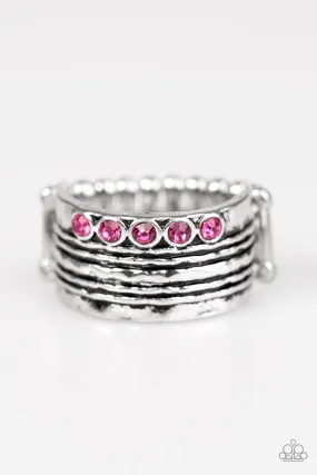 Drink It In Silver and Pink Gem Ring - Paparazzi Accessories