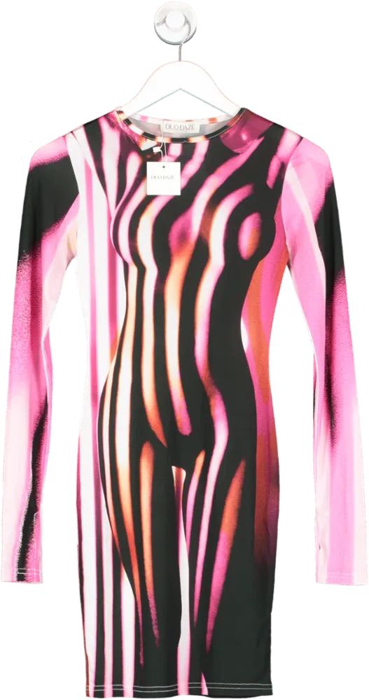 Duo Daze Pink Illusion Print Mini Dress UK XS