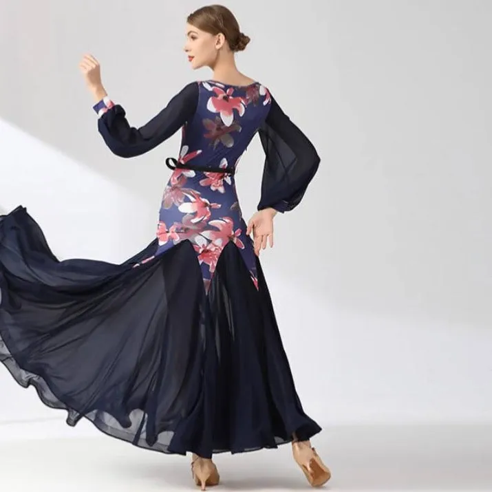 Festive Florals Ballroom Dancing Practice Wear | 9077