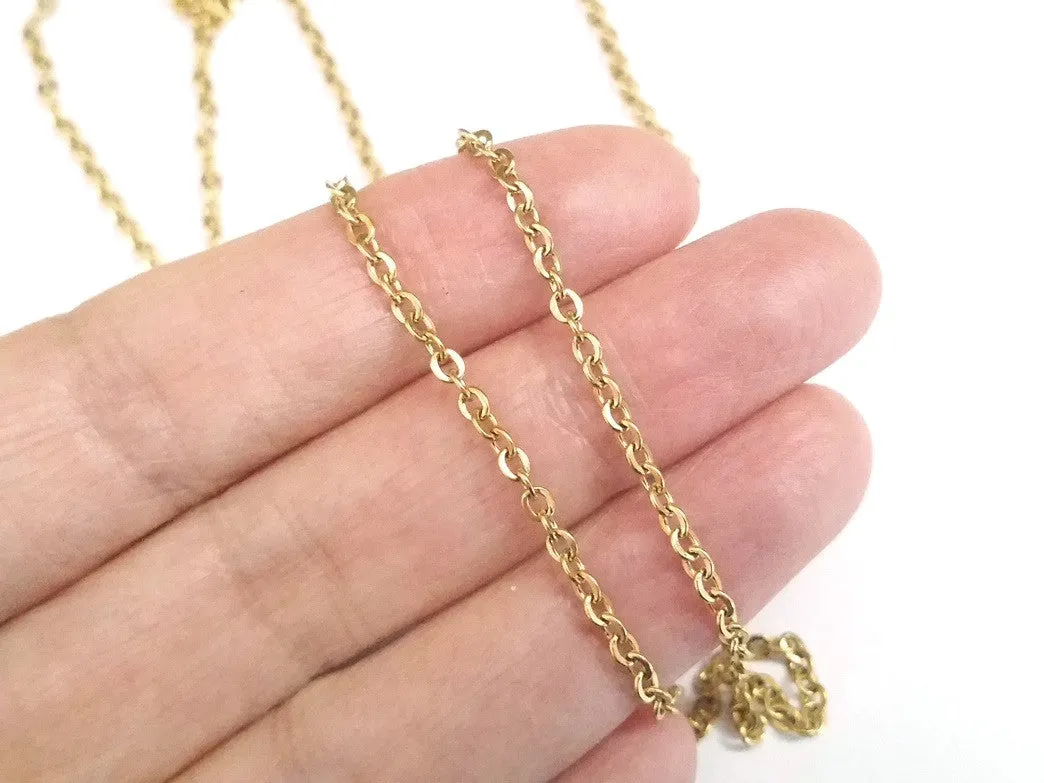 Fine Gold Stainless Chain, 3x2.5mm Flattened Oval Links, Bulk 50 Meters on a Spool, #1904 G