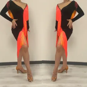 Flame-Fringe Latin Dance Competition Dress