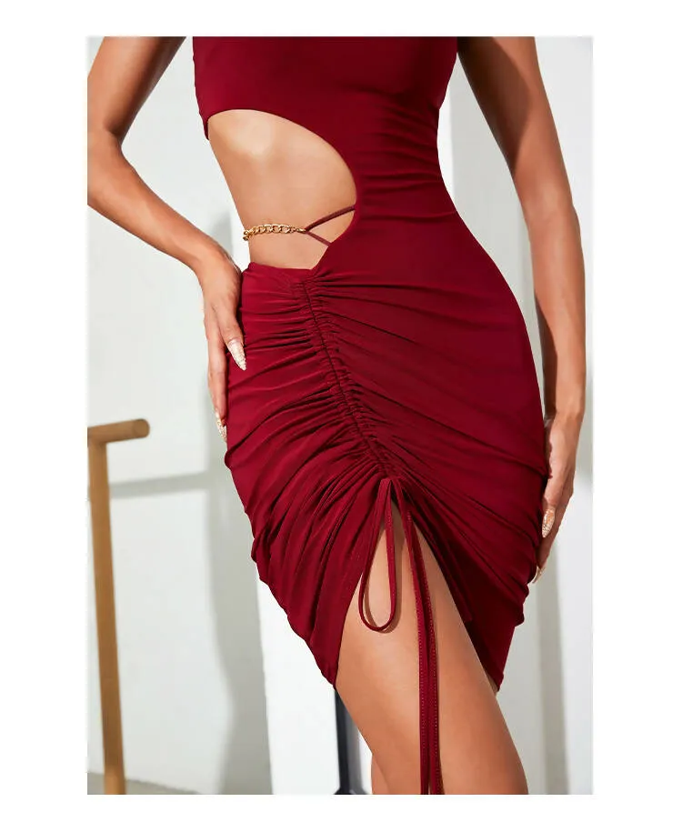 Flirty Fiesta Latin Dance Practice Wear | Wine Red/Black | 2239