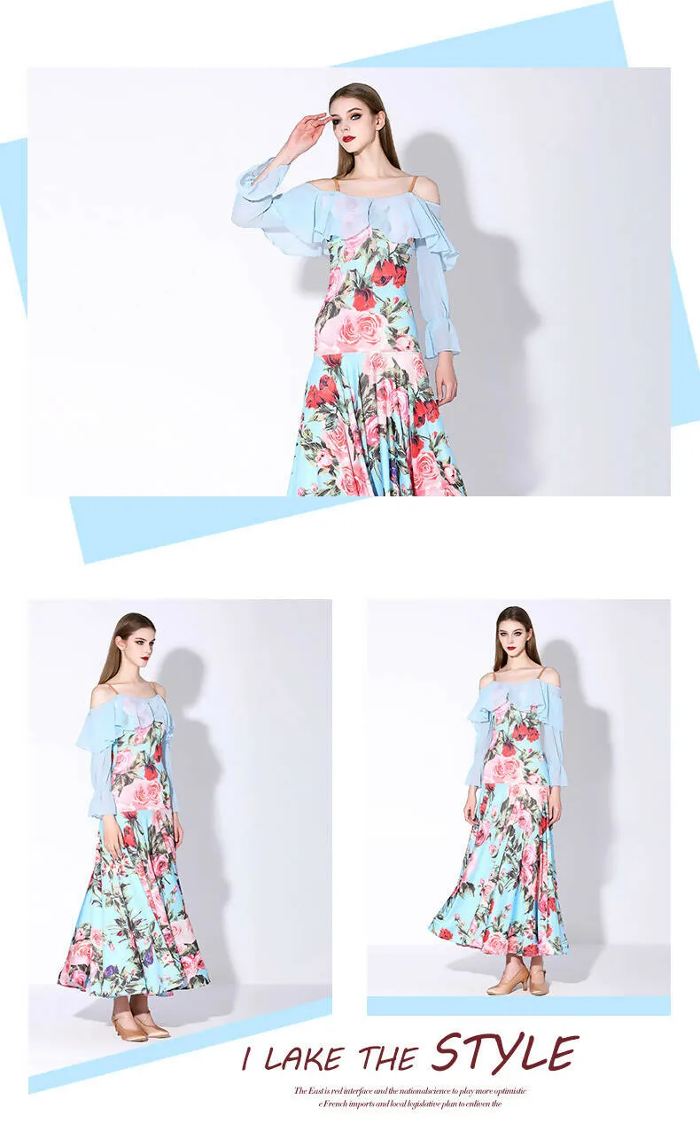 Flowing Petals Dress | Blue/Dark Red/Purple/Yellow | 883