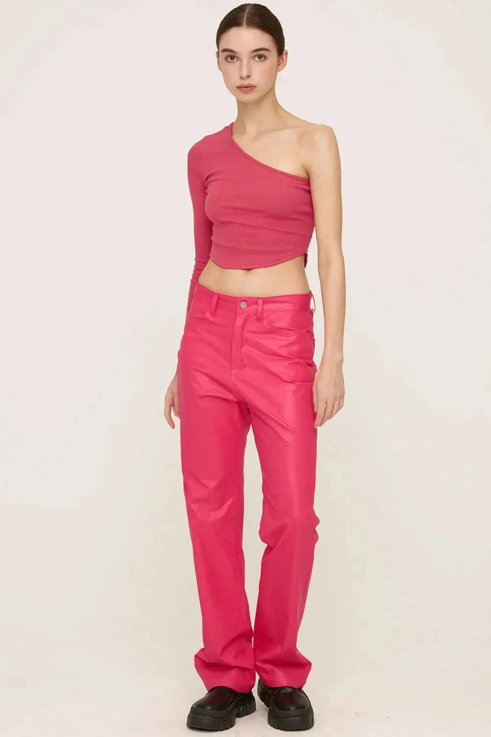 Freyja Coated Leather-like Pants