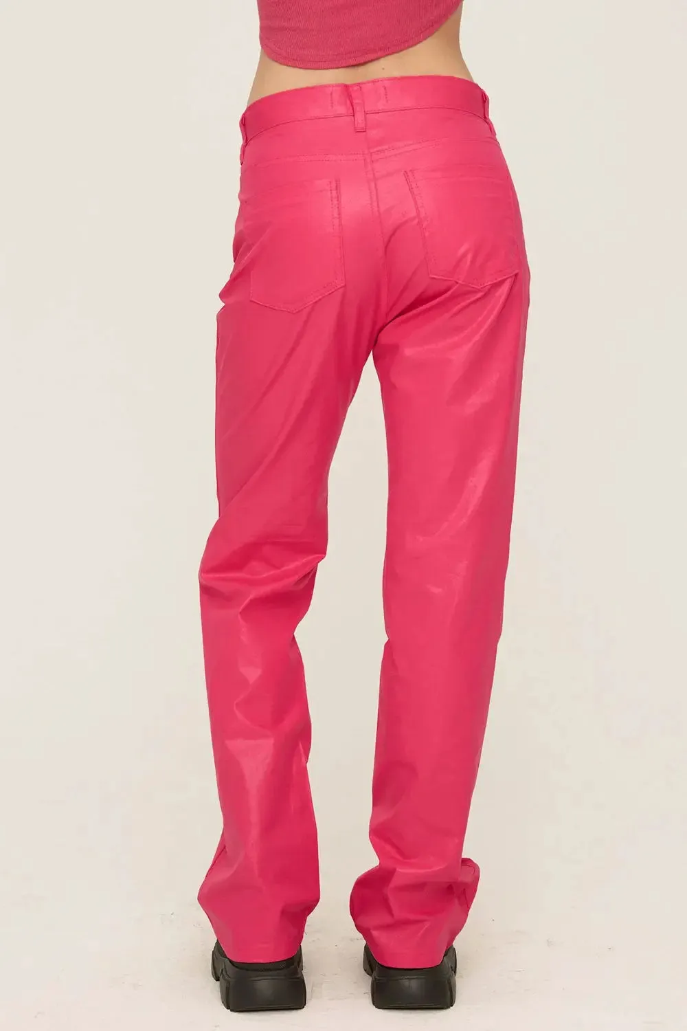 Freyja Coated Leather-like Pants