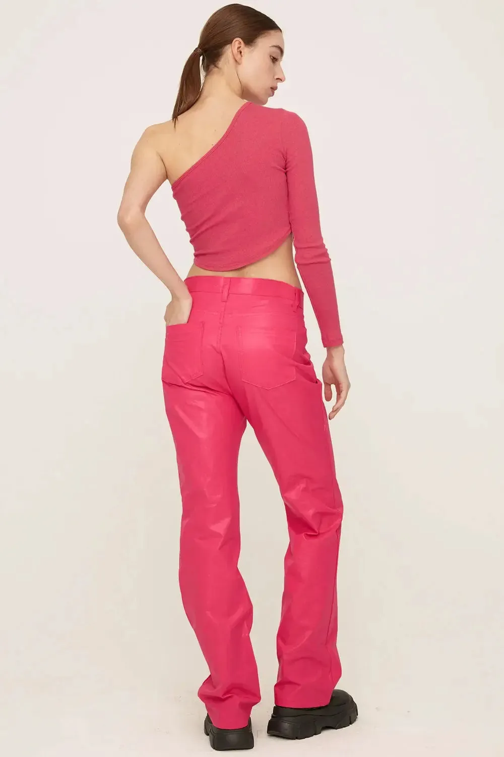 Freyja Coated Leather-like Pants