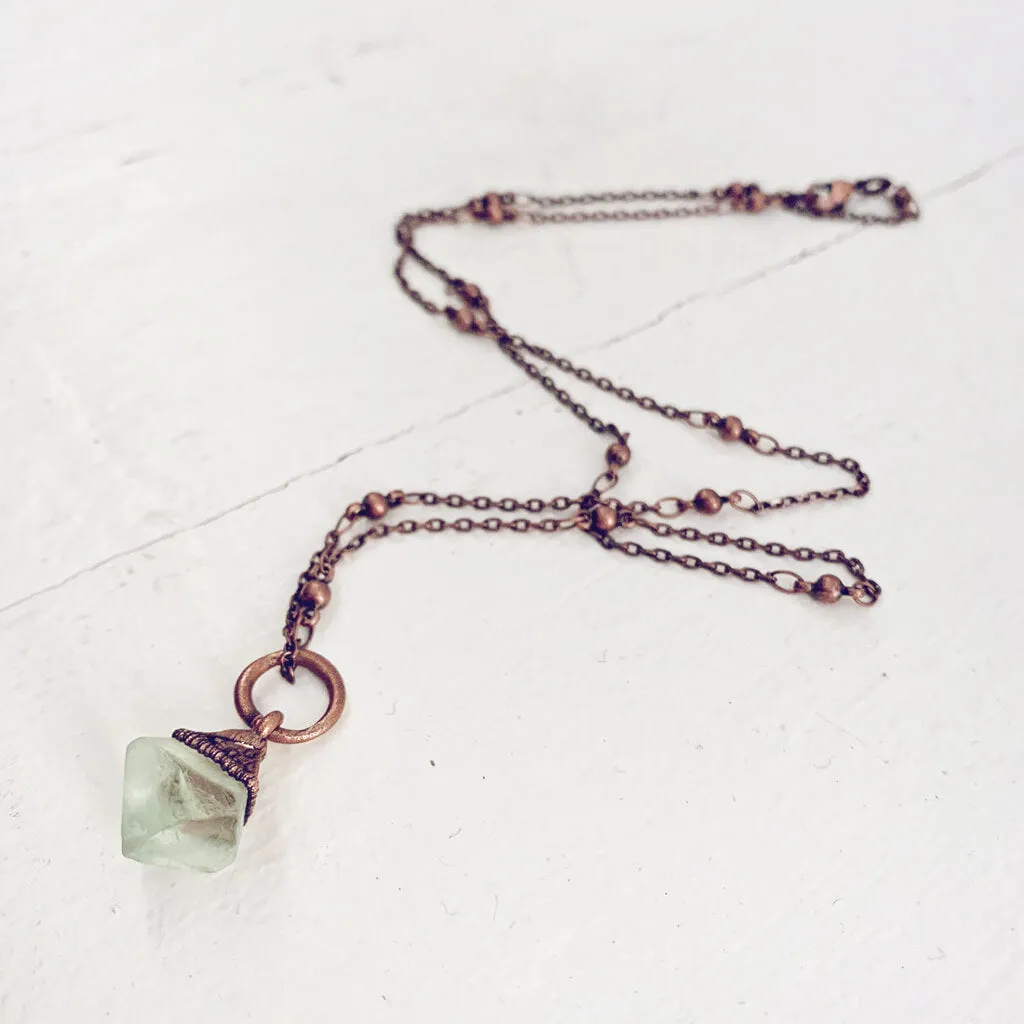 gem // tiny copper electroformed quartz pendant necklace