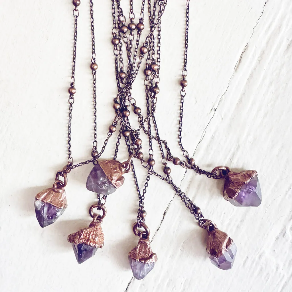 gem // tiny copper electroformed quartz pendant necklace