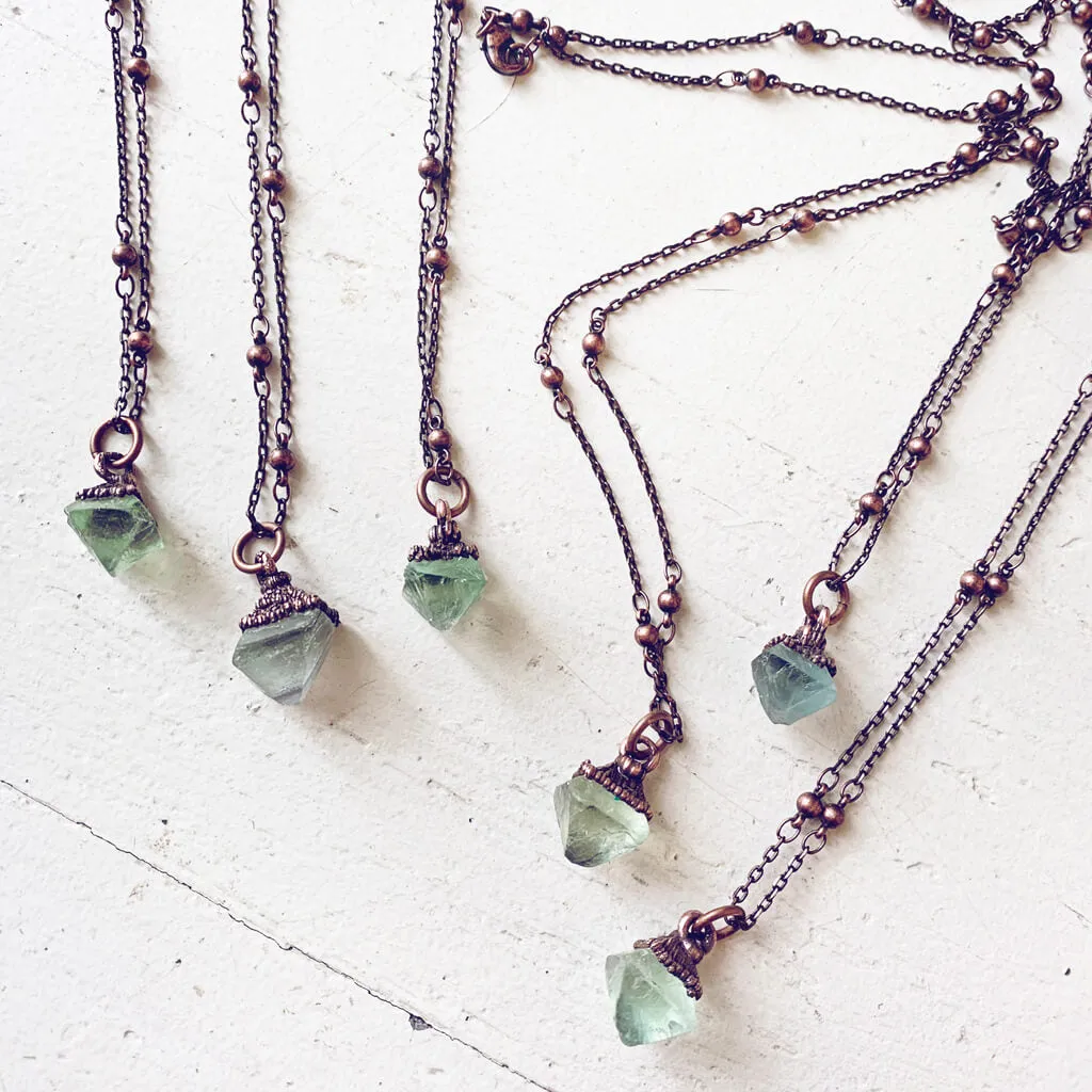 gem // tiny copper electroformed quartz pendant necklace