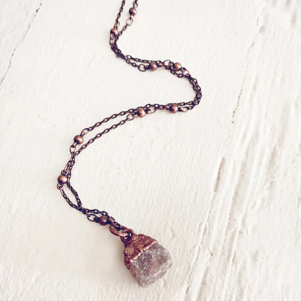 gem // tiny copper electroformed quartz pendant necklace