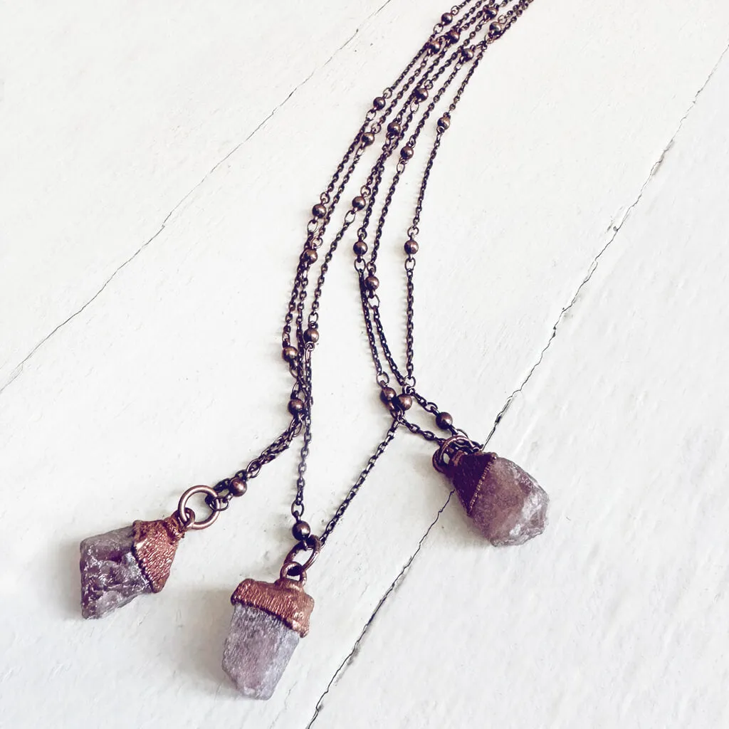 gem // tiny copper electroformed quartz pendant necklace