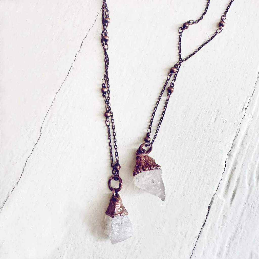 gem // tiny copper electroformed quartz pendant necklace