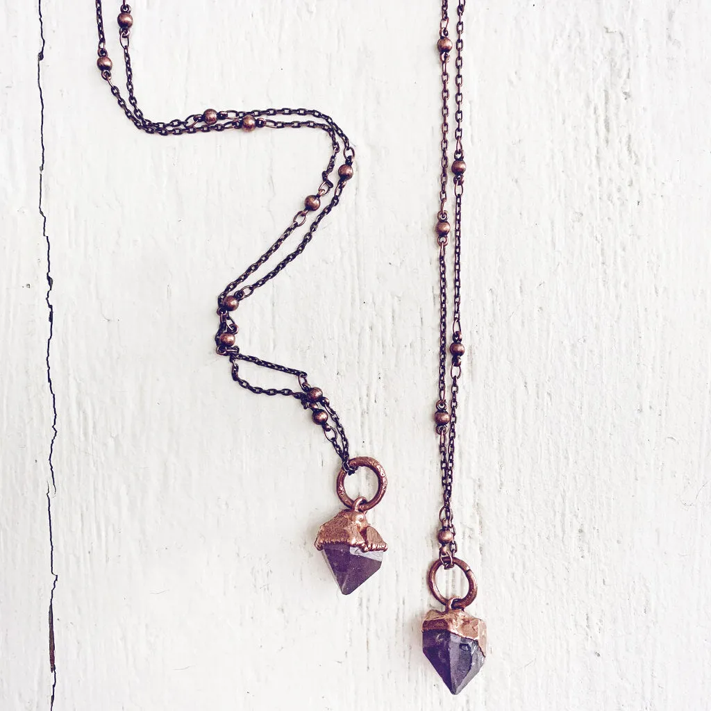 gem // tiny copper electroformed quartz pendant necklace