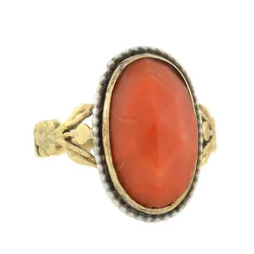 Georgian 15kt Faceted Natural Coral Ring