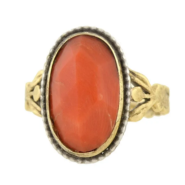 Georgian 15kt Faceted Natural Coral Ring