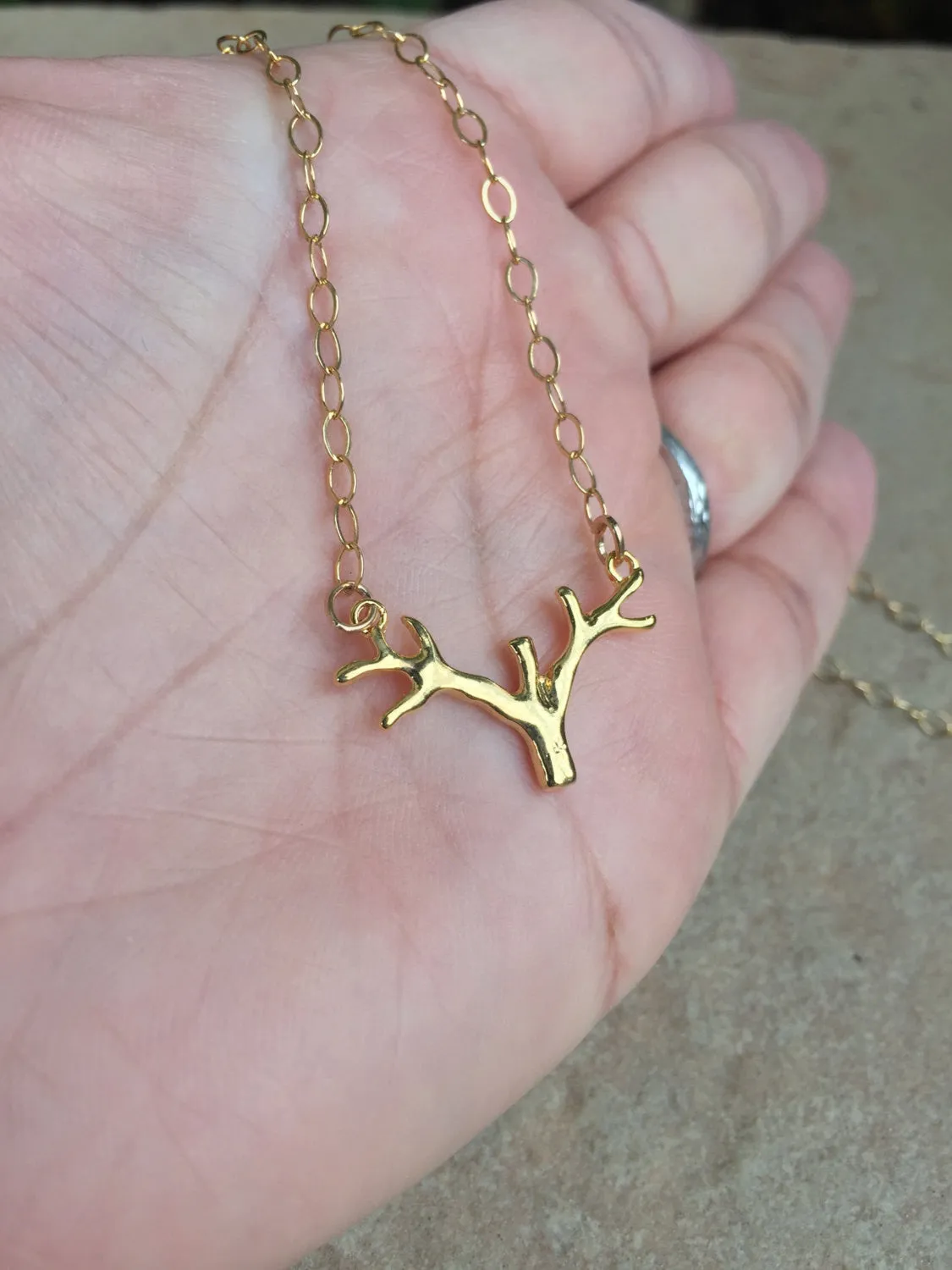 Gold Antler Necklace, Minimal Jewelry, Necklace, Natashaaloha