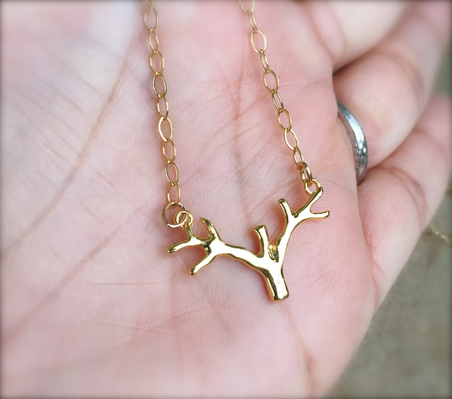 Gold Antler Necklace, Minimal Jewelry, Necklace, Natashaaloha