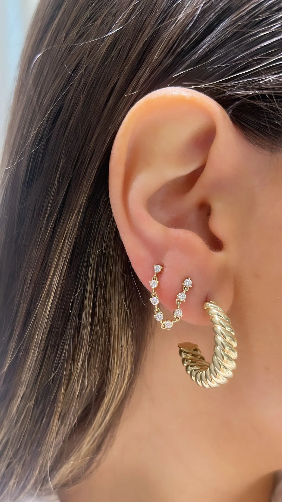 Gold Crescent Hoops