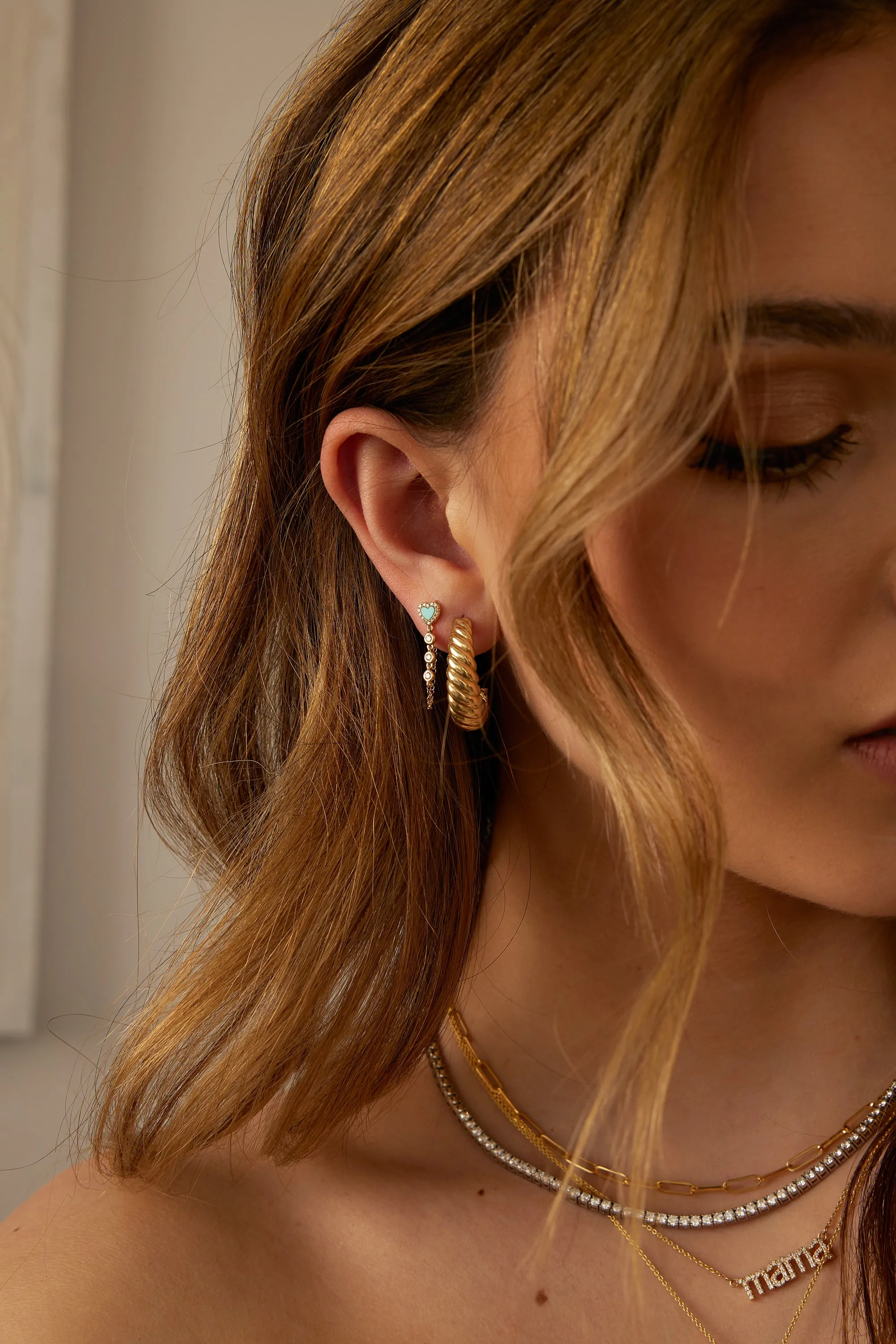 Gold Crescent Hoops