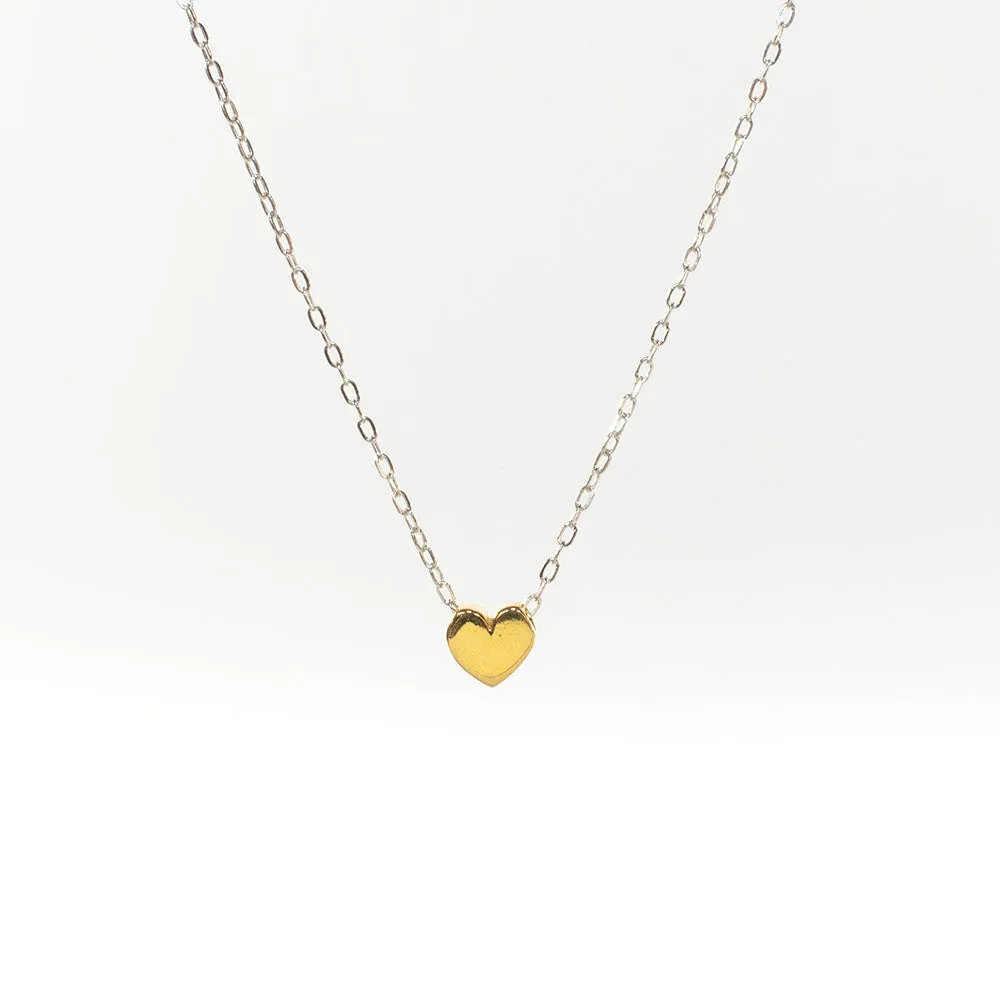 Gold Vermeil Small Heart Puff Necklace