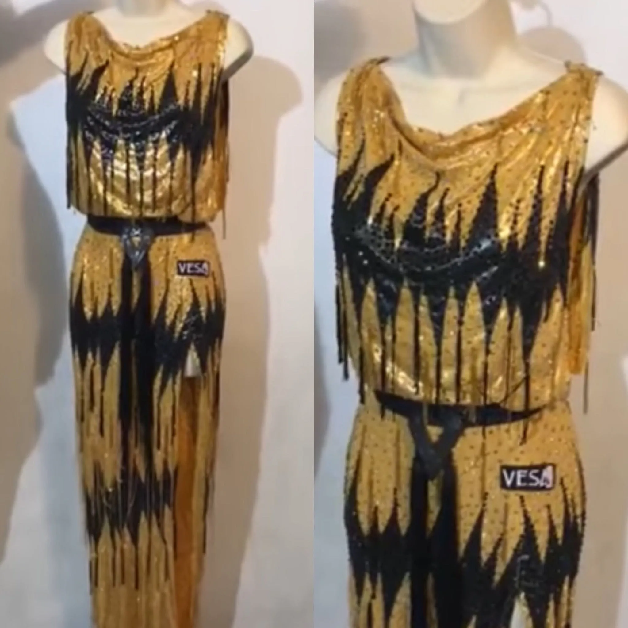 Gold Vesa Latin Dress Full of Stones