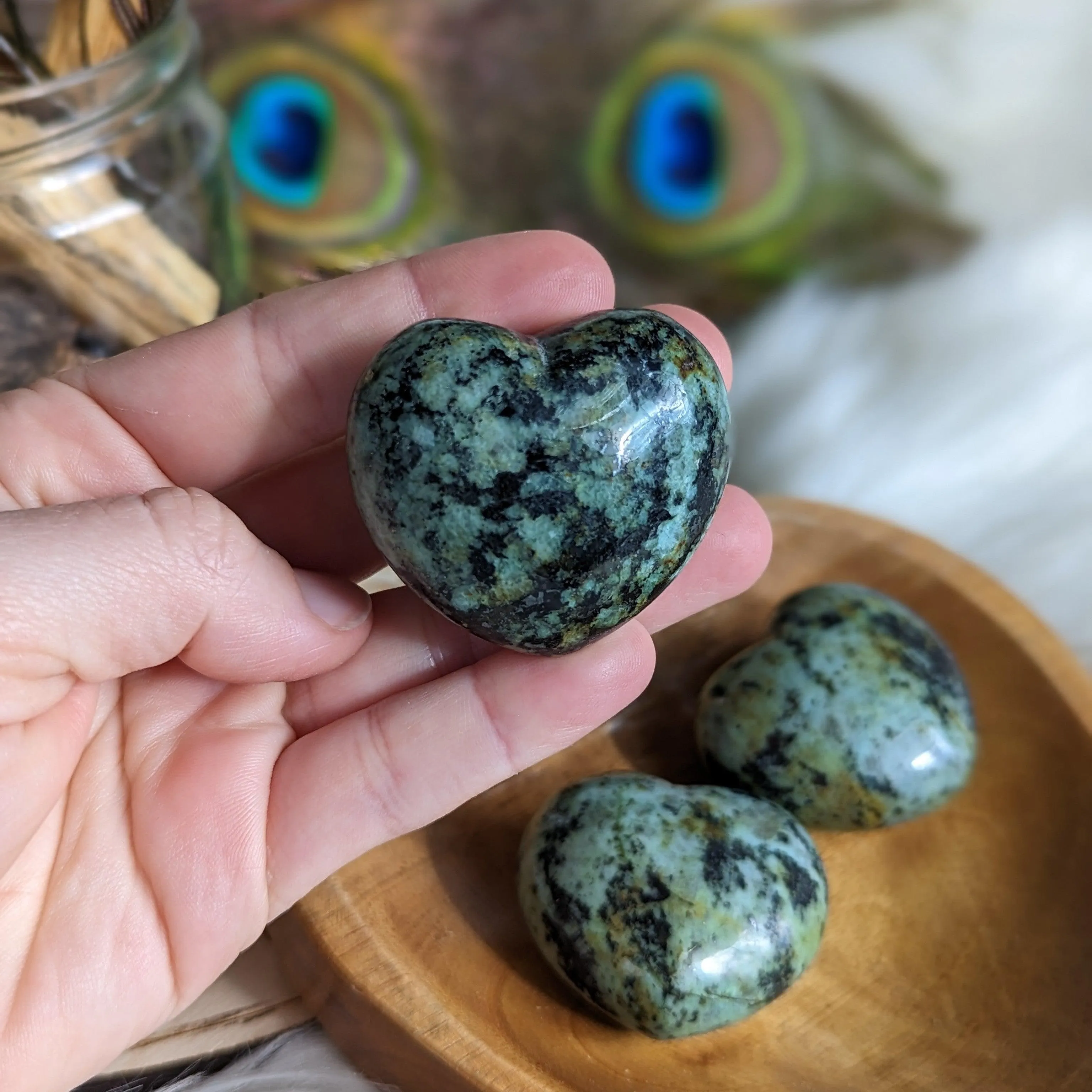 Gorgeous African Turquoise ~ Small & Mighty Puffy Heart Carving