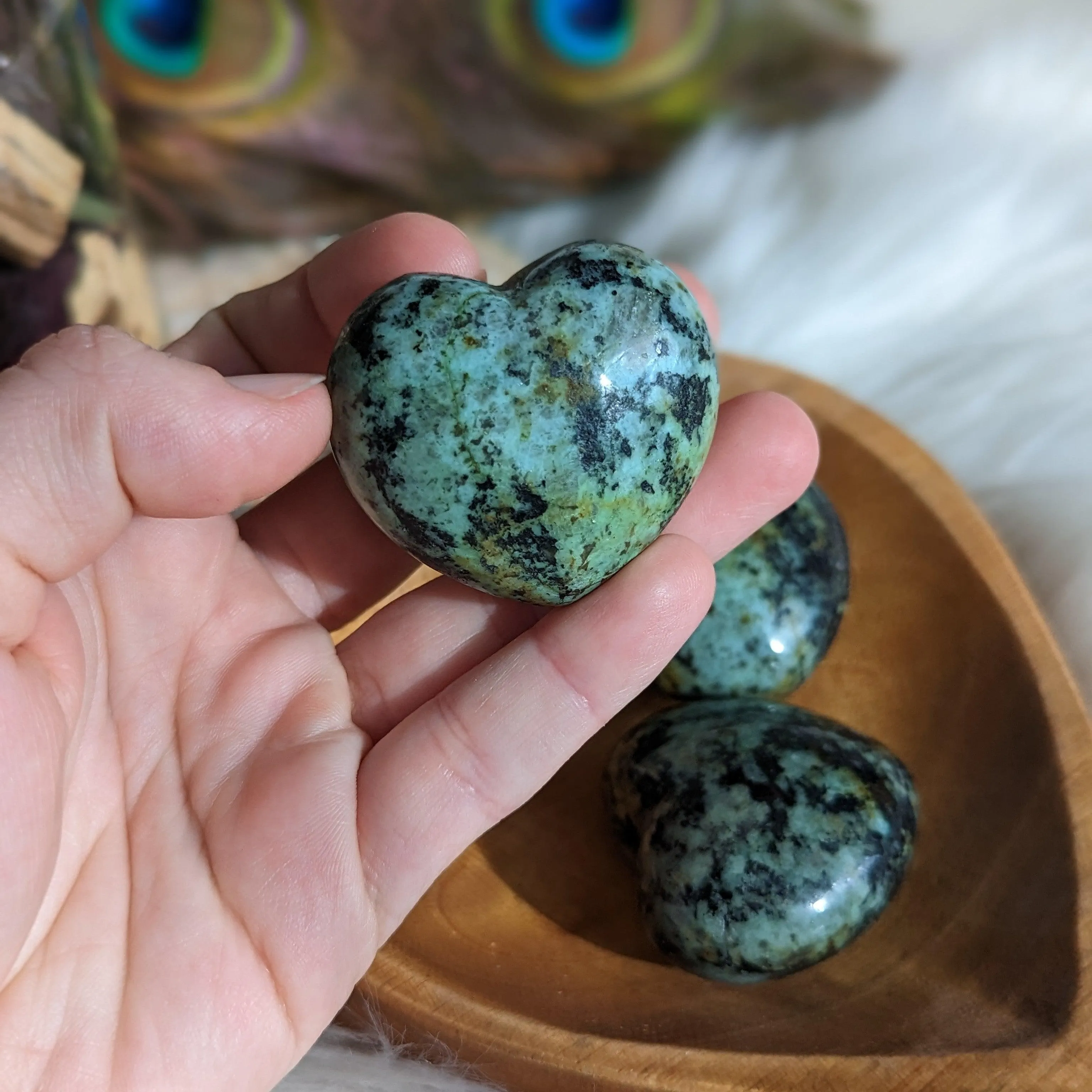 Gorgeous African Turquoise ~ Small & Mighty Puffy Heart Carving