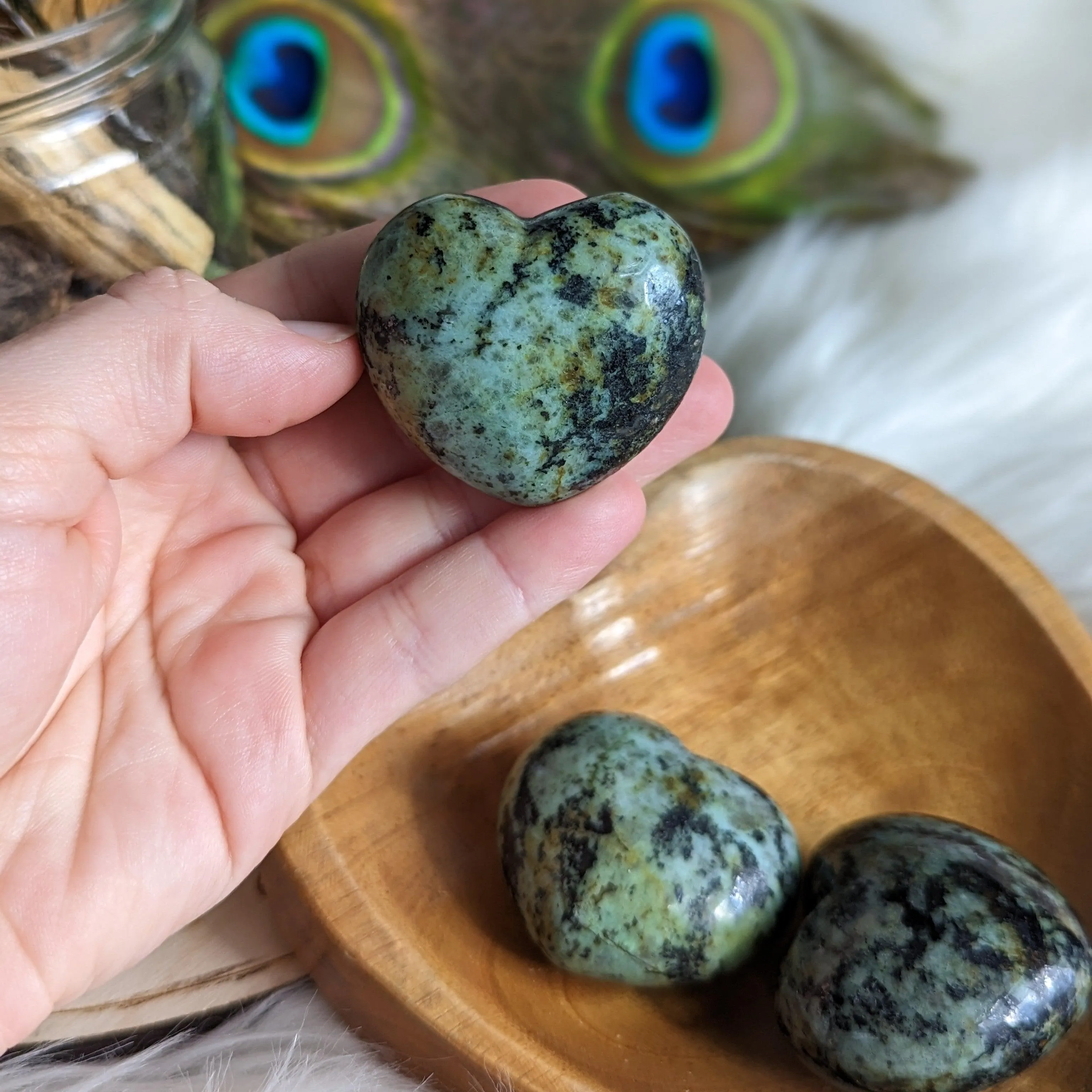 Gorgeous African Turquoise ~ Small & Mighty Puffy Heart Carving