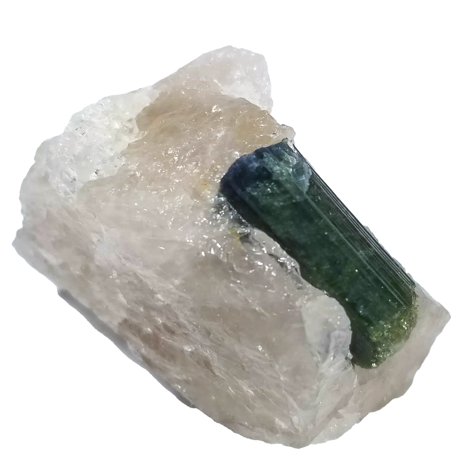 Green Tourmaline in Quartz