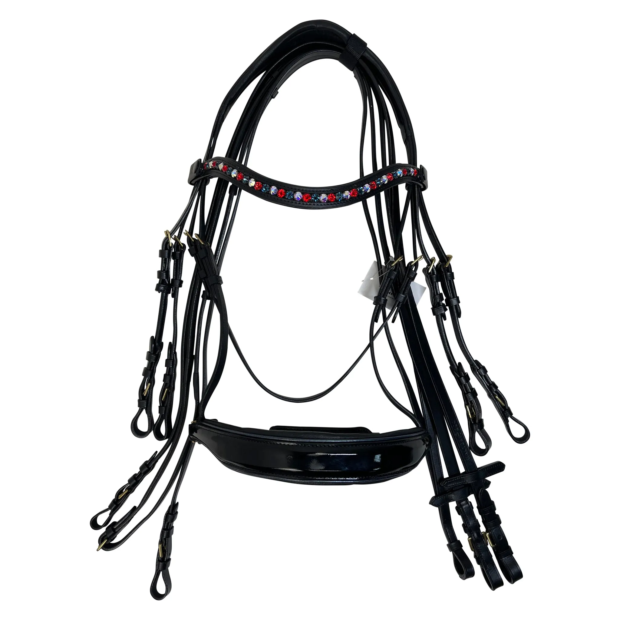 Halter Ego 'Charleston' Patent Double Bridle in Black/ Multi - Full