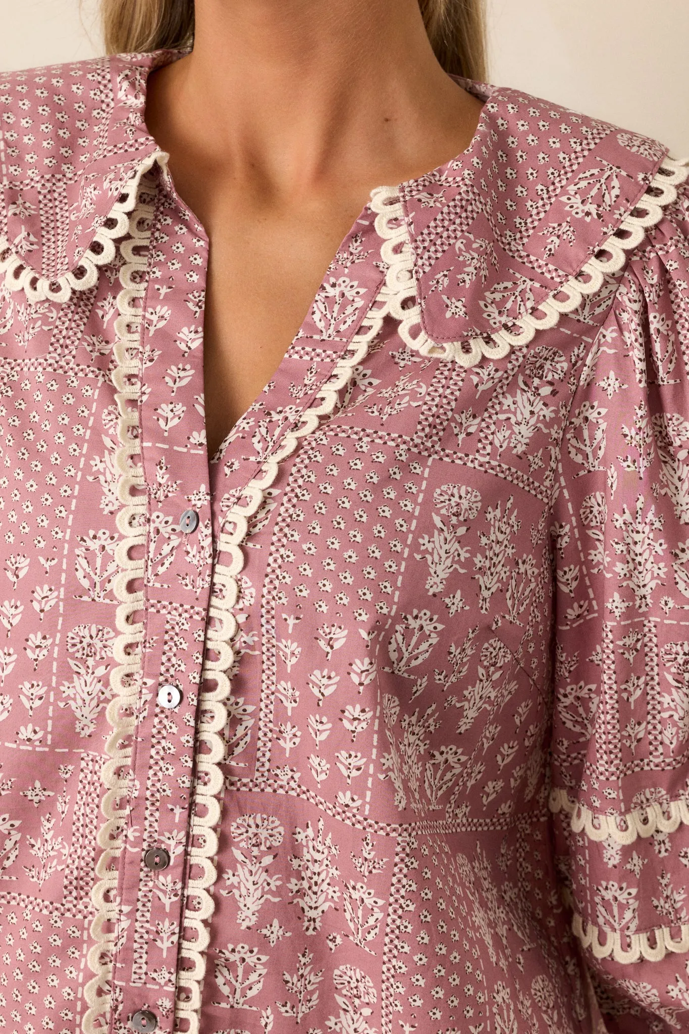 Harmonious Petals 100% Cotton Dusty Pink Blouse