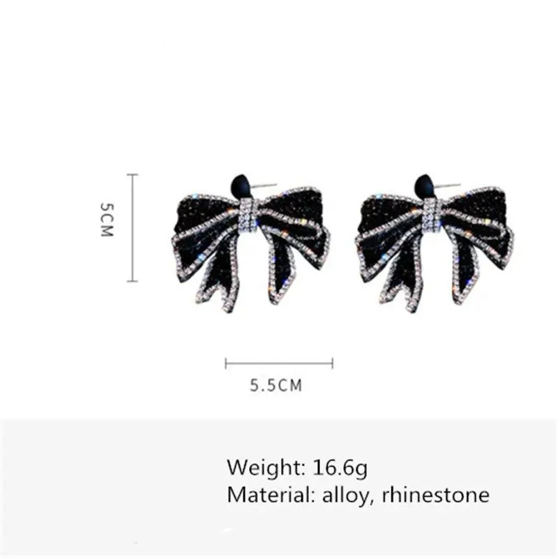 HE4524 Dangle Earring Charm Jewelry - Korean Style Black Bowknot