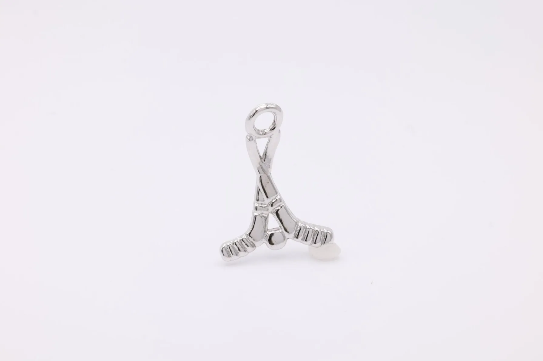 Hockey Sticks and Puck Wholesale Charm, 925 Sterling Silver, 602