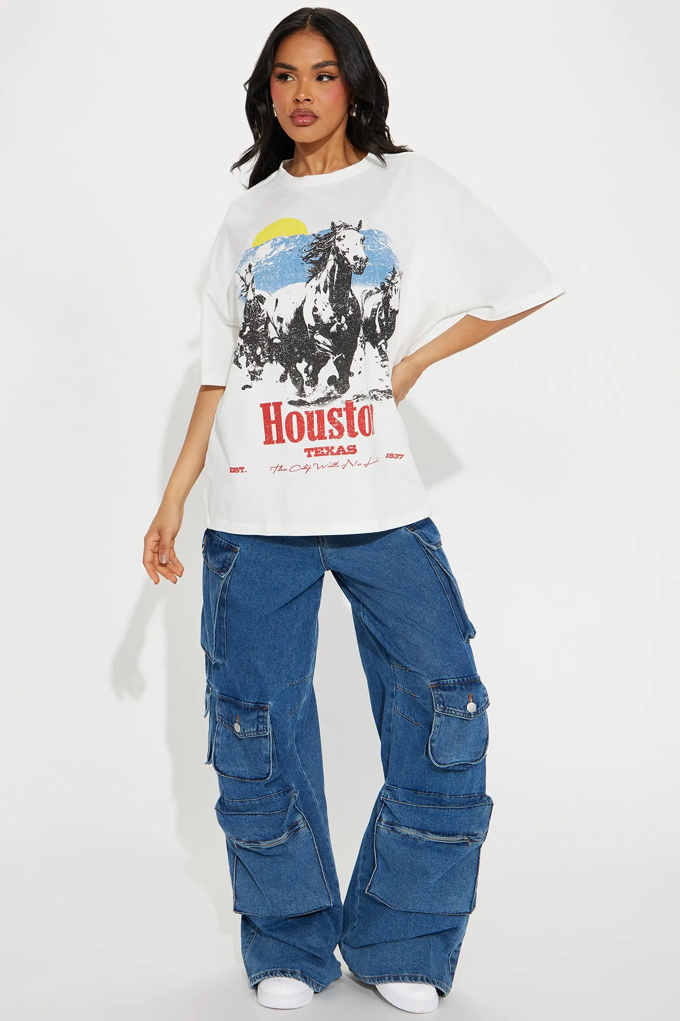 Houston  Texas Oversized Tee - White