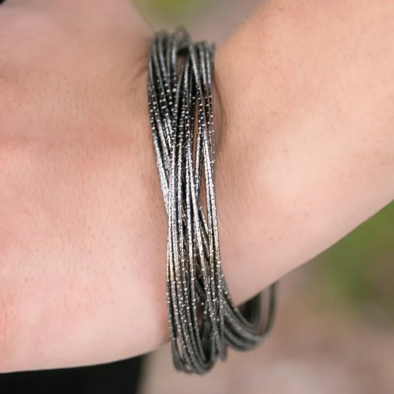 I Sweat Glitter Black Bangle-Look Bracelet