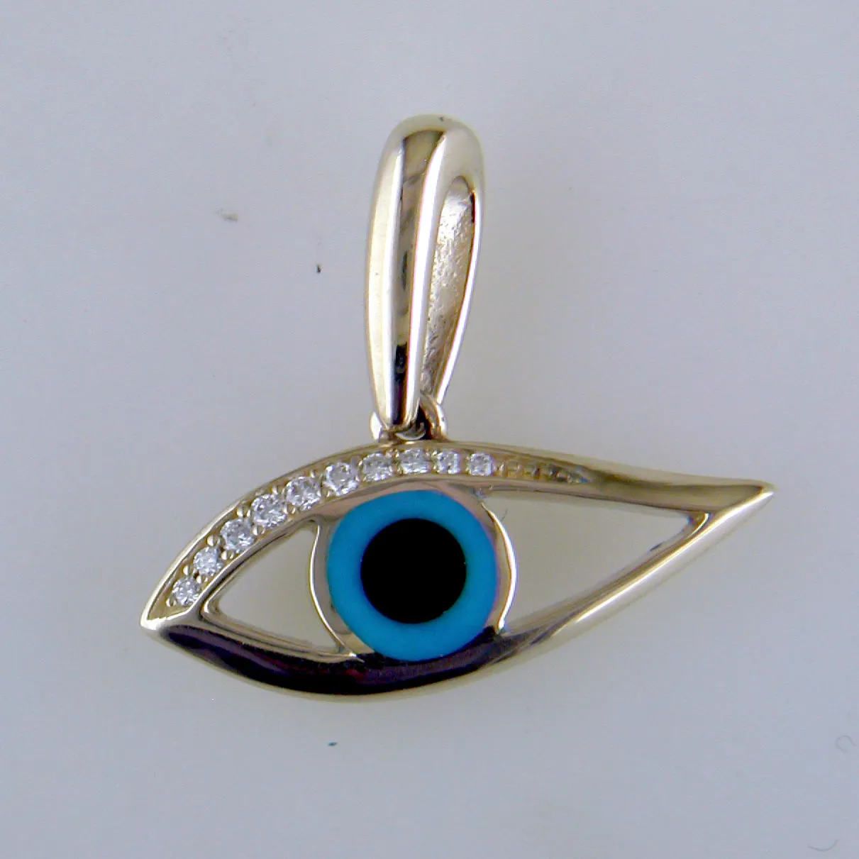 Kabana Kalo Mati 14k Yellow Gold Evil Eye Diamond Pendant GPCF499OXT