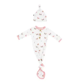 Kyte Baby Printed Knotted Gown with Hat Set in Butterfly