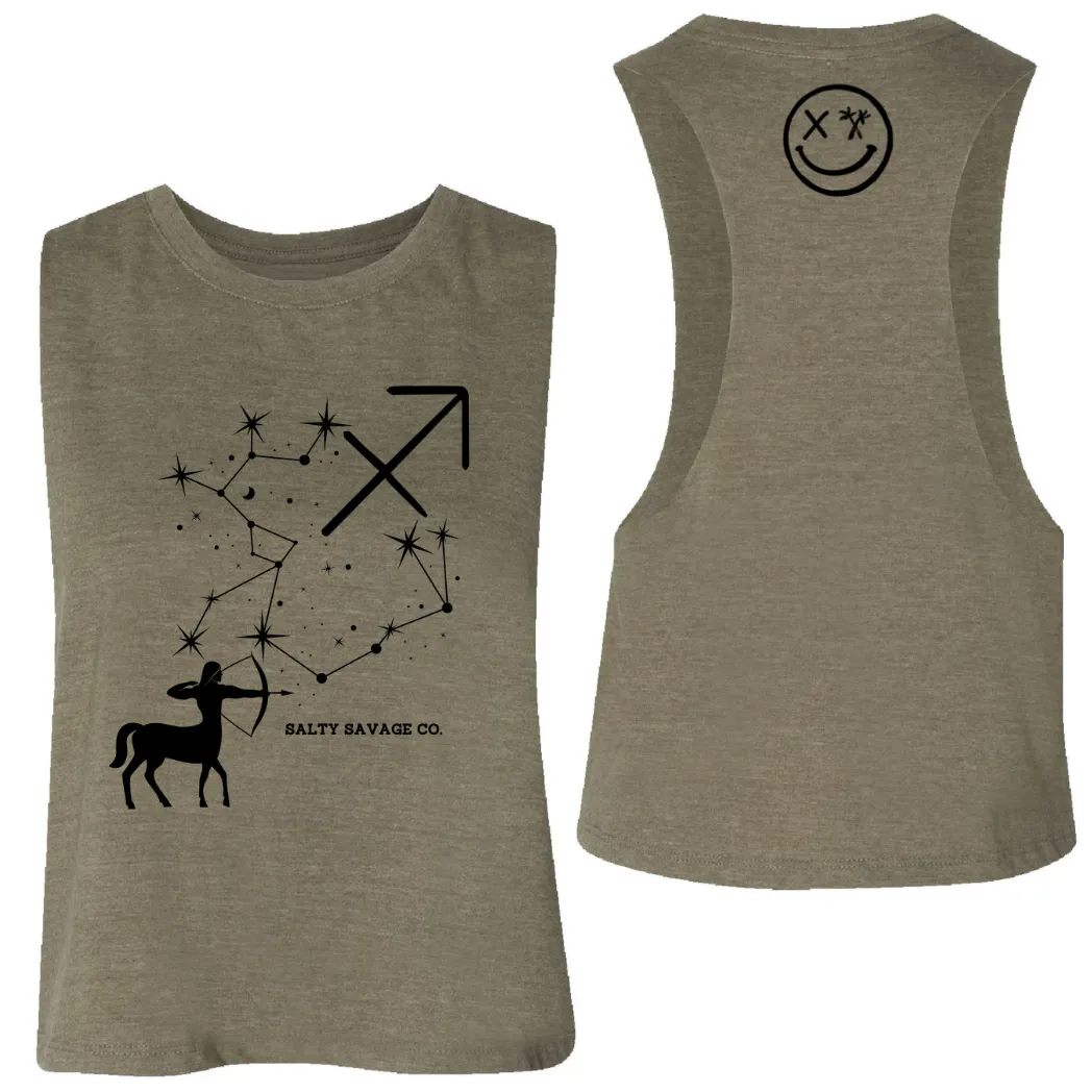 Ladies "Sagittarius" Flowy Crop Tank | Zodiac Collection