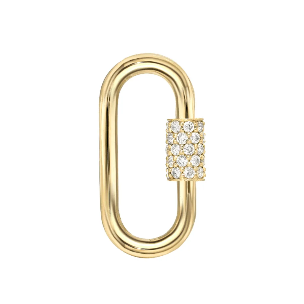 Large Gold Carabiner Charm Enhancer with DIamonds