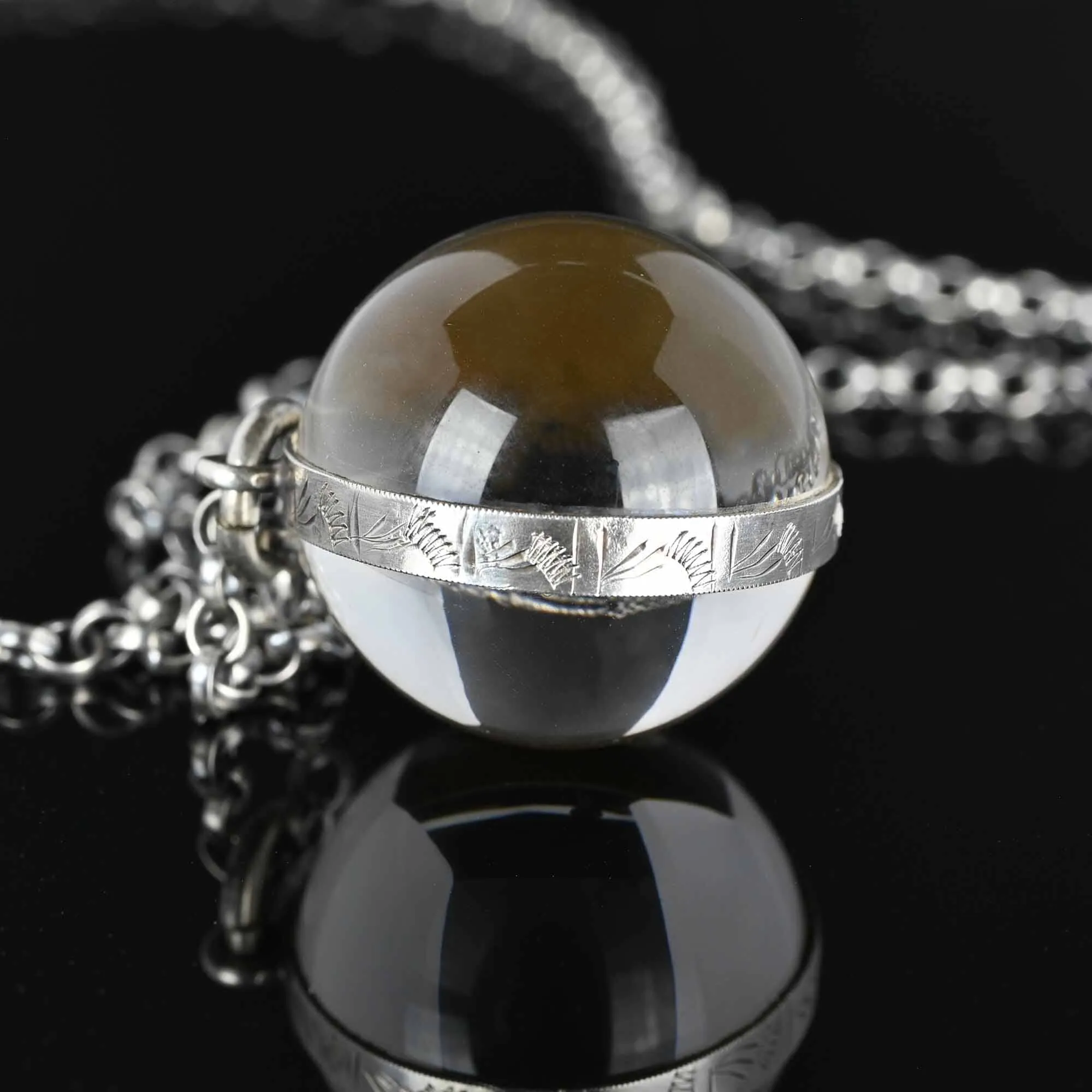 Large Pools of Light Necklace Rock Crystal Orb Pendant