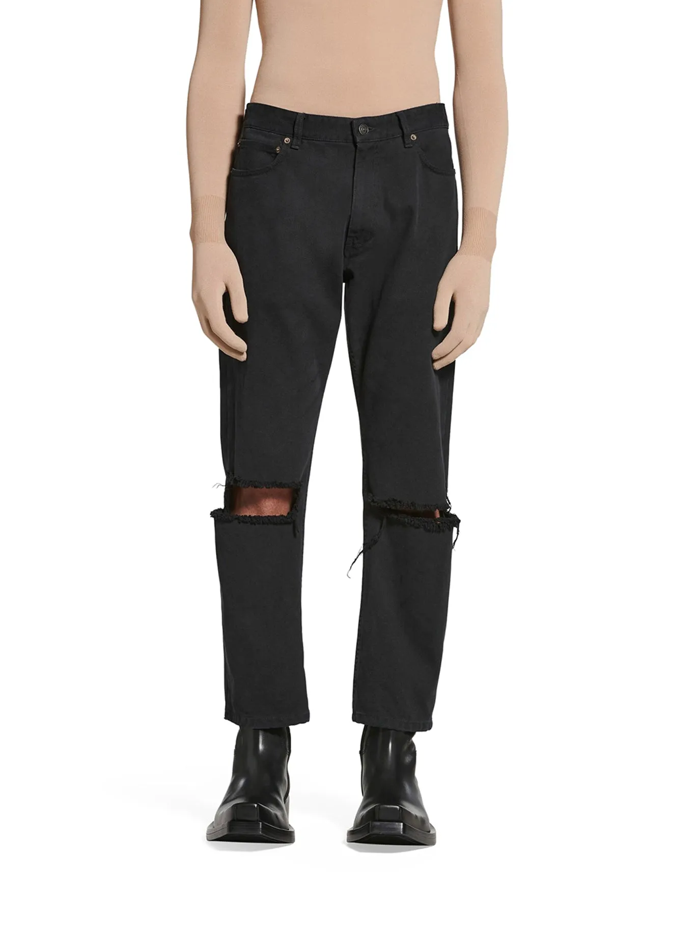 LOOSE FIT BUCKLE PANTS IN BLACK