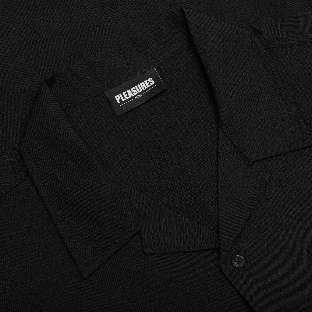 Luster Camp Collar Button Down - Black