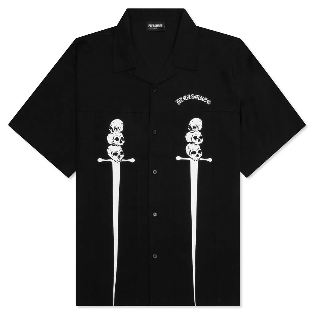 Luster Camp Collar Button Down - Black