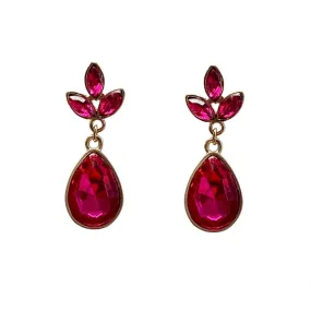 Magenta Coloured Art Deco Inspired drop Earrings